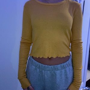 Yellow Ribbed Long Sleeve Top